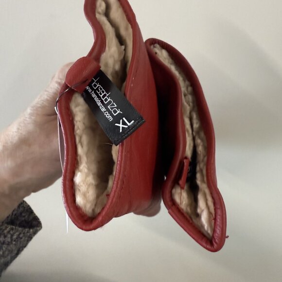 Harssidanzar Red Leather lined Ladies Gloves size xl New - Picture 3 of 5
